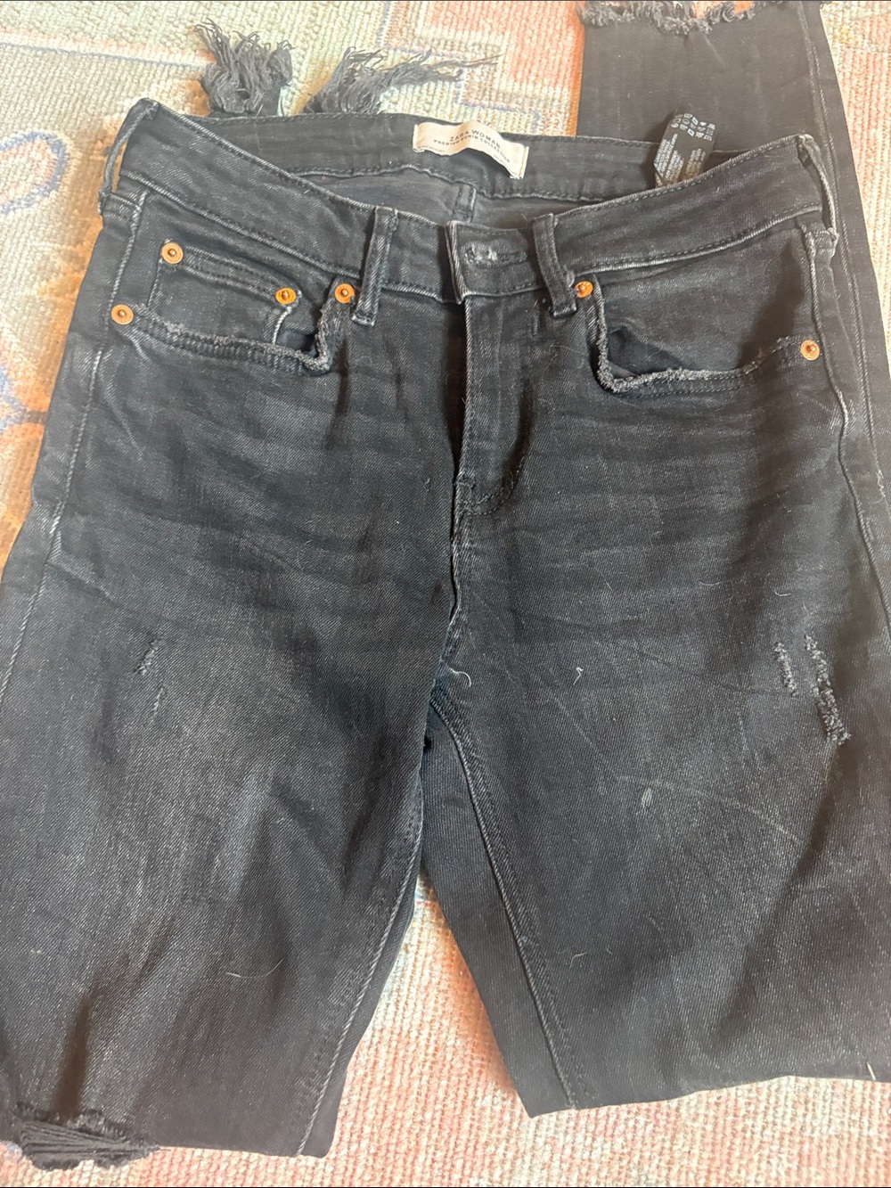 Zara Black Distressed Skinny Jeans